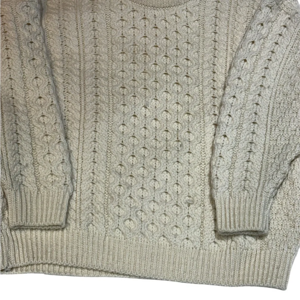 Carraig Donn Merino Wool Sweater Cream Size XL